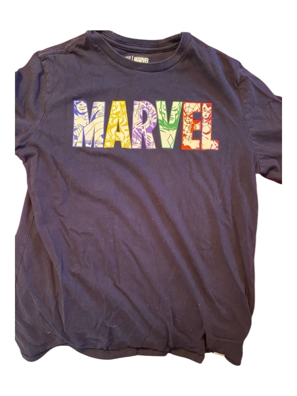 Marvel Gap Kids XXL Navy Tee with Multi-Color Logo Spider-Man, iron man vision